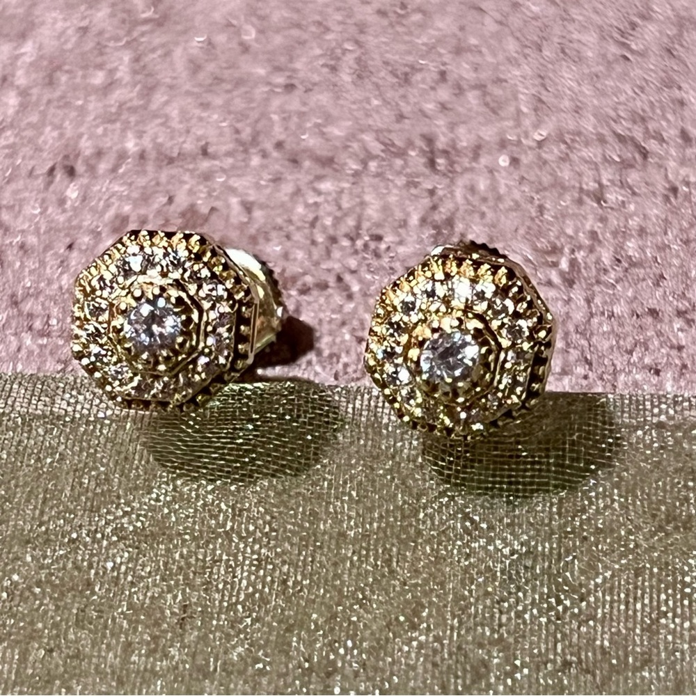 Gold Pavé Stud Earrings with Sparkling Crystals
